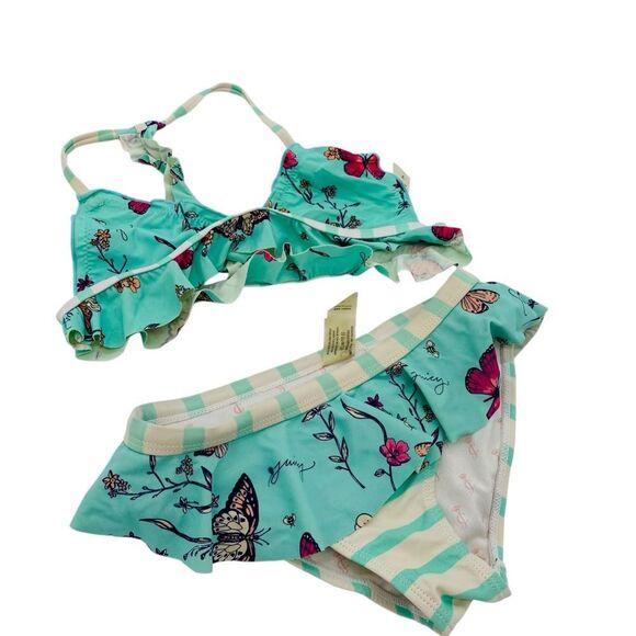 Girls Floral Butterfly Bikini Set sz 7 - Picture 4 of 7
